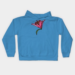 Pink Lily Flower Digital Painting Kids Hoodie